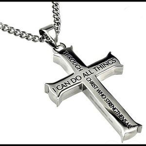 Bible Powerful Verse Jesus Cross Necklace pendant